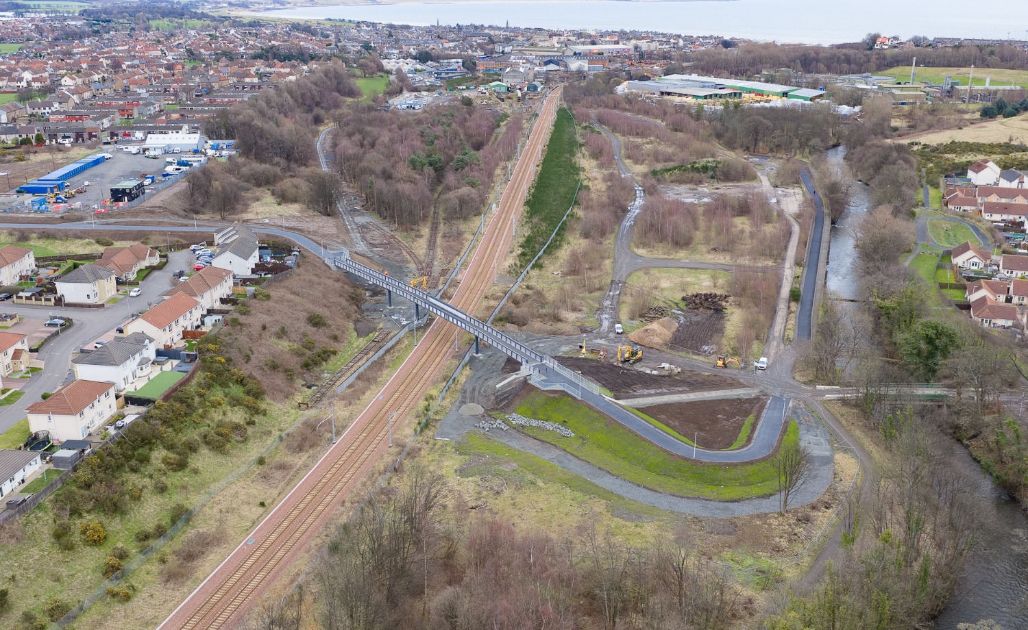 Aerial shot of bridge