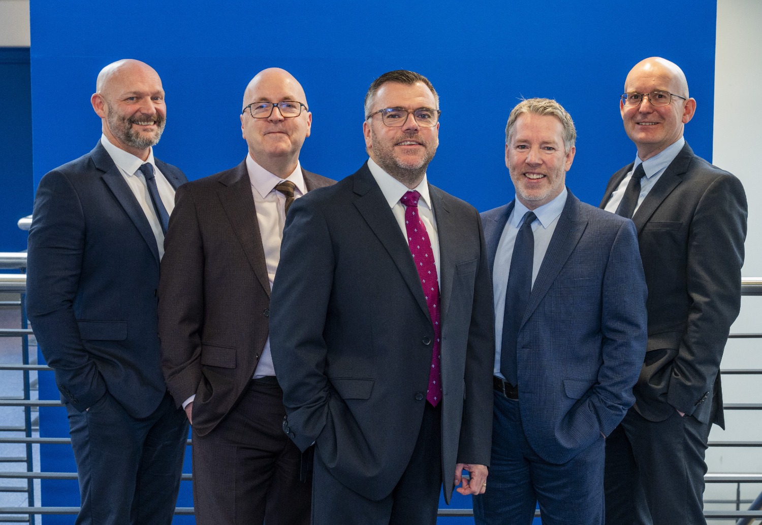  L-R: Operations Director Craig Smith, Commercial Director Ed Parry, Managing Director John Baggley, Finance Director Paul Gray and Pre-Construction Director Andy Park.