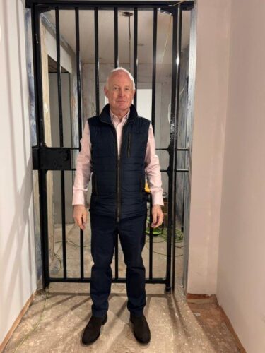 William Frame behind bars at conversion of former police station