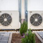 Two air source heat pumps installed