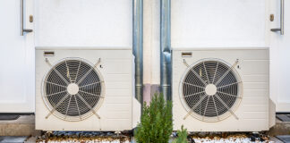 Two air source heat pumps installed