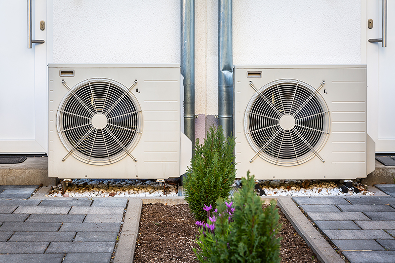 Two air source heat pumps installed 