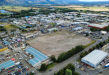 Aerial footage of commercial development site