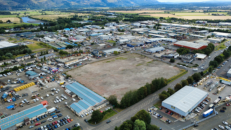 Aerial footage of commercial development site