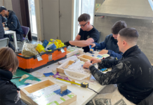 Construction apprentices on training course