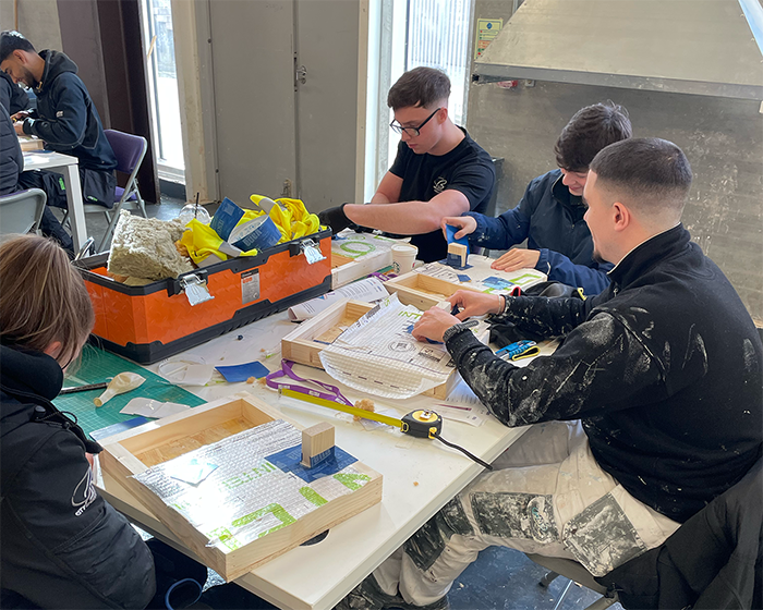 Construction apprentices on training course