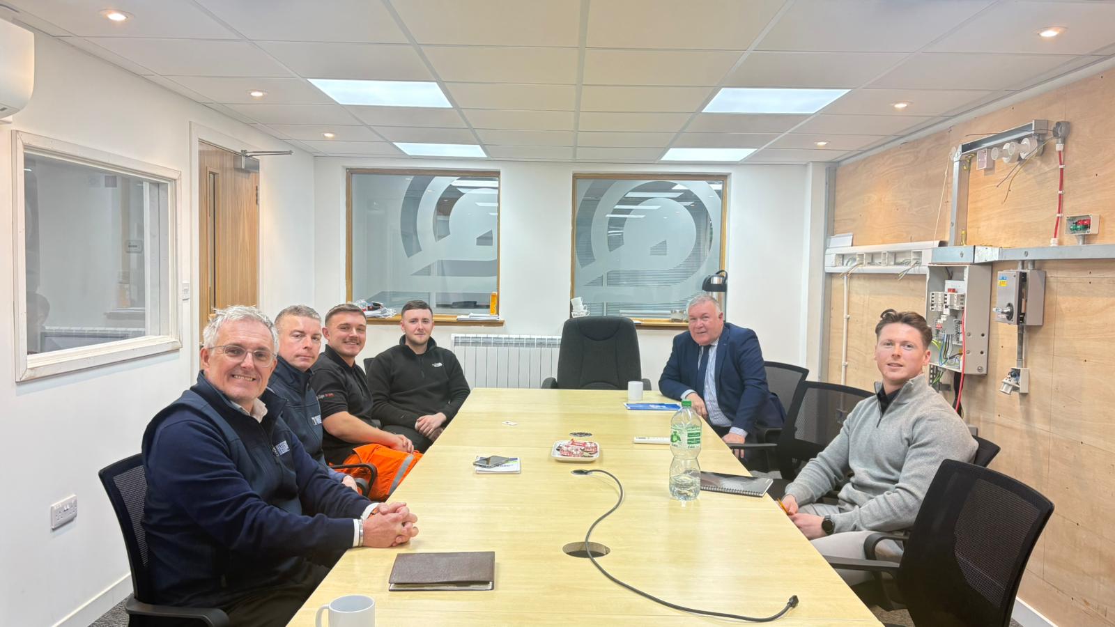 artin Grant SECTT Lanarkshire TO, Chris Schneider (Adult Trainee), Callum Young (Time out), Davy Russell MSP and Contract Manager Kevin McKeown.