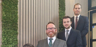 L-R: Andrew McCall, Stephen Cunningham, Ben Roddis, and Graeme Millar. Image credit: Allied Surveyors Scotland