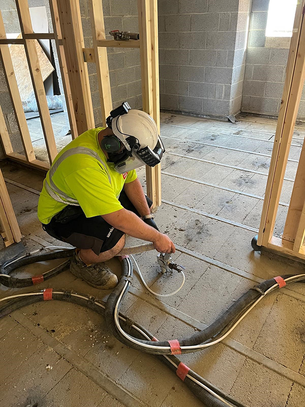 Flooring work being carried out