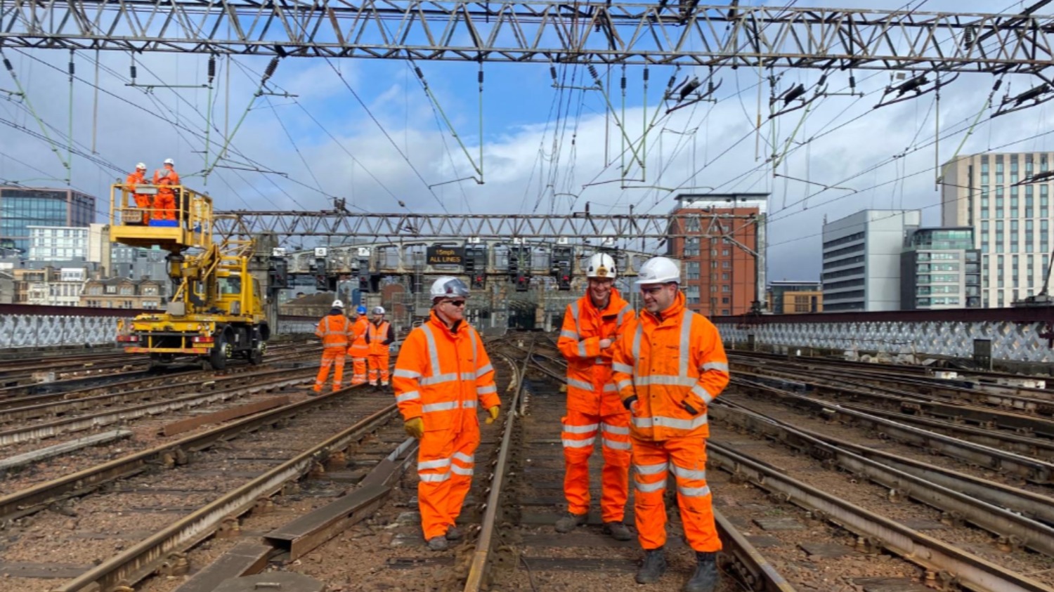 Engineers on Glasgow Central tracks