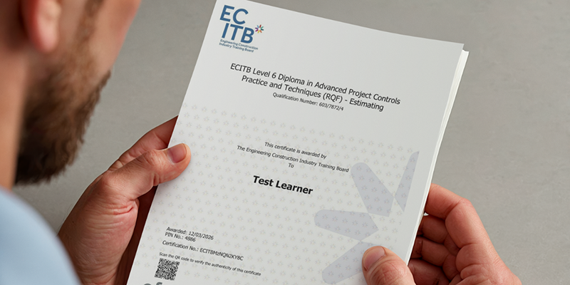Holding an example of the new ECITB certificates