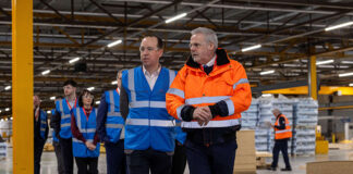John Cummins and Jim Patterson tour Irvine timber facility