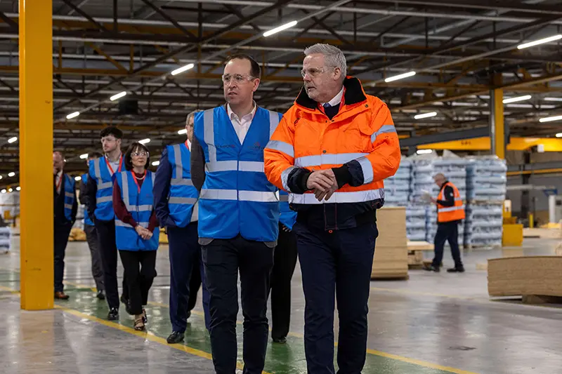 John Cummins and Jim Patterson tour Irvine timber facility