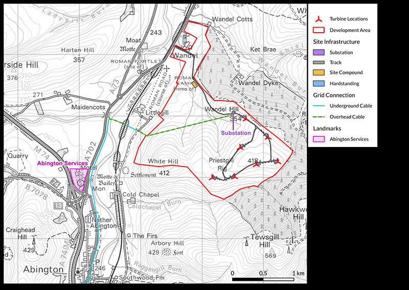 Priest Gill Wind Farm site map