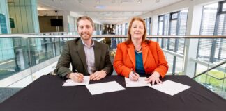 Second Vicki Nairn, Principal and Vice-Chancellor of UHI and Robin Young, Managing Director, Business and Workforce Development, Corporate Training