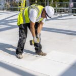 Roofing boards being installed