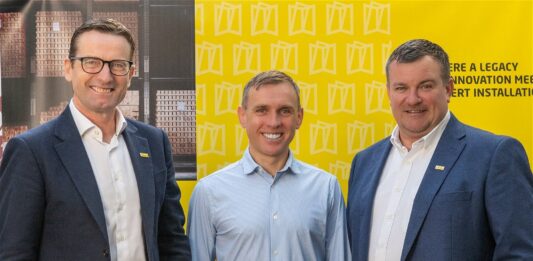 Image shows: (L) Dag Kroslid - NorDan CEO, (C)Mike Green - RED Systems MD, (R)Craig Greenwood - MD, NorDan UK