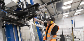 Windows being fabricated in factory