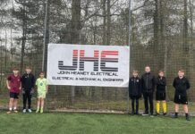 John Heaney (Electrical) Ltd MD Mark Heaney with young footballers