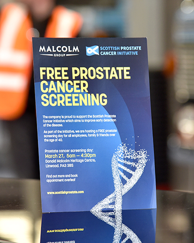 Leaflet for Malcolm Group prostate screening event