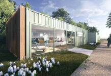 Dalbeattie modular construction business secures Falkirk Wheel project CGI of modular container office at Falkirk Wheel