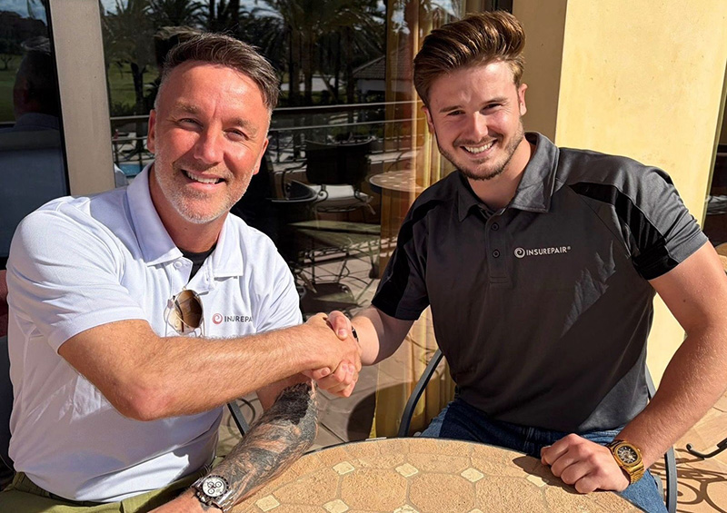 Insurepair managing director Richard O’Donnell with Spanish-based building surveyor Liam Taylor