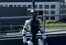 Humanoid robot on construction site