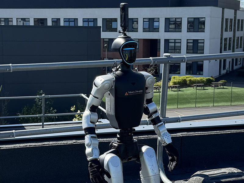 Humanoid robot on construction site