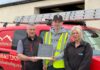 Alan Campbell, Operations Manager at Macleod Roofing, with Apprentice of the Year winner Lewis Scobbie and Gillian McKenzie, Apprenticeship Development Officer at CITB
