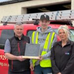 Alan Campbell, Operations Manager at Macleod Roofing, with Apprentice of the Year winner Lewis Scobbie and Gillian McKenzie, Apprenticeship Development Officer at CITB