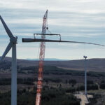 Blade is fitted to a turbine at Mill Rig Wind Farm