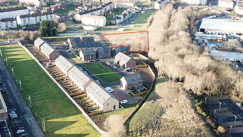 Aerial shot of Arden housing project in Glasgow