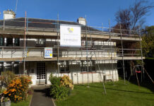 Home undergoing upgrade work with scaffolding around it