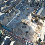 Construction milestone for Elgin town centre regeneration project Aerial image of Elgin town centre site