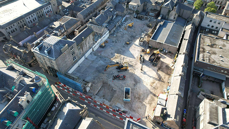 Aerial image of Elgin town centre site