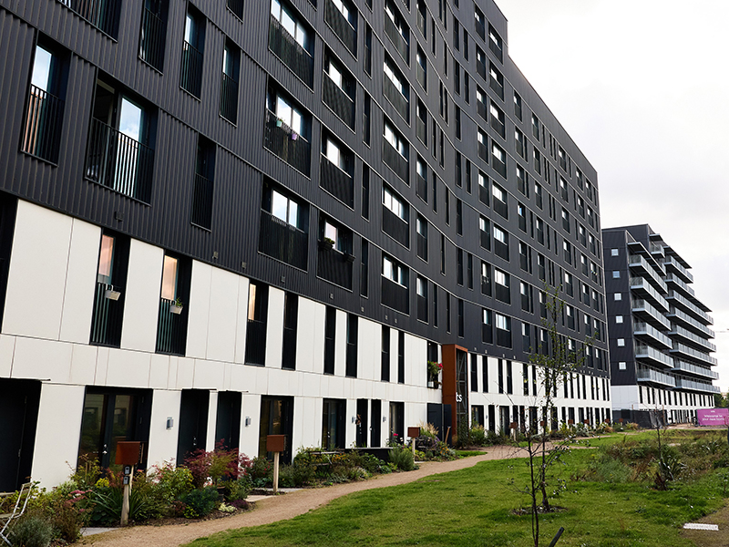 Apartment buildings with new facade