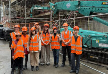 University students on construction site in Edinburgh