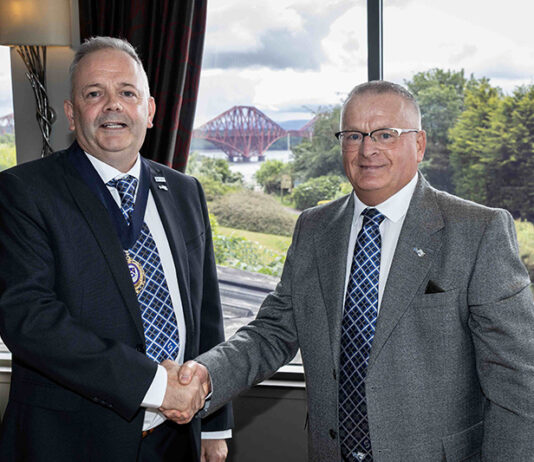 MD of Dundee electrical firm elected president of Scotland’s largest construction trade body SELECT president Darren Crockett and outgoing president Mike Stark