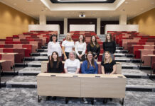 Lecture theatre refurbishment team
