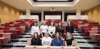 Lecture theatre refurbishment team