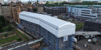 Scaffolding around Royal Infirmary in Glasgow