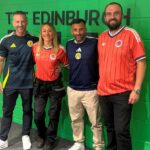 EBC team helps Tartan Army turn up the heat on World Cup opponents L-R: Dougie Bell, Annette Bell, Ewen Burgess and Conor Maguire