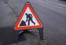 Newlay Civil Engineering contracted for major Dunfermline road project Roadworks sign