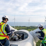 Cross-skill wind programme launched to support transition of technicians Engineers inspecting wind turbine components