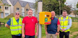 L-R: Debby Gillett (SBHA); Rory Stewart (Jed Hearts Here); Calum Brown (Jed Hearts Here); and Michael Palethorpe (Cruden)